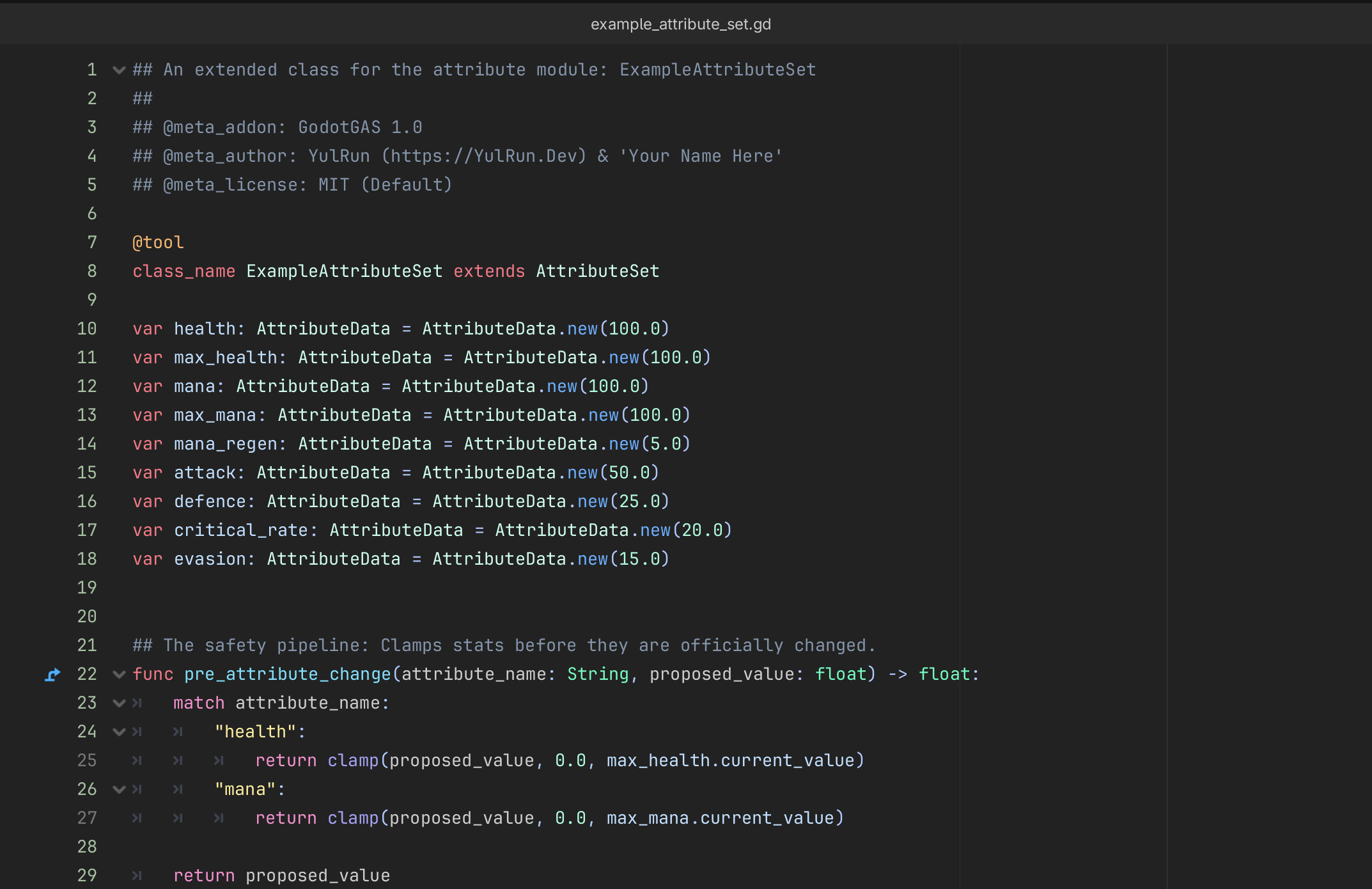 Example Attribute Set Script